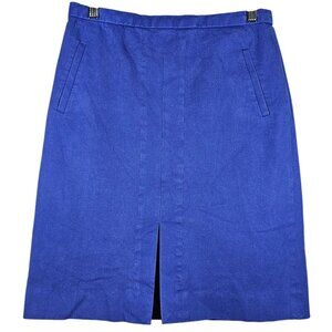 Vintage J Crew Blue A-Line Skirt Back Vent Pockets Knee-Length Zipper